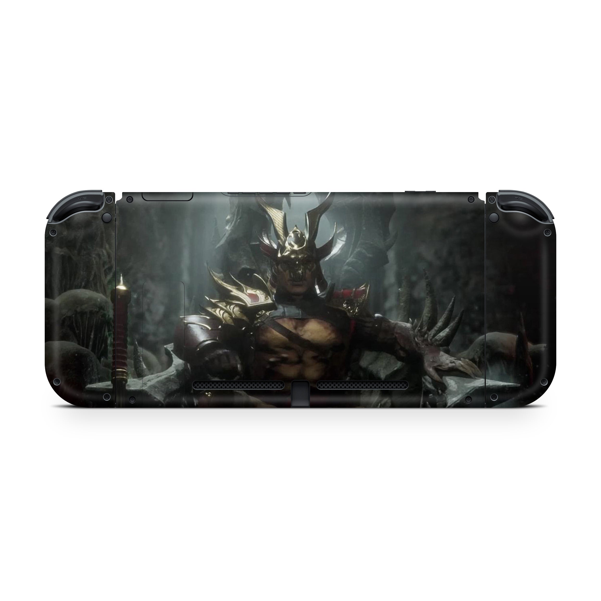 A video game skin featuring a Conquering Outworld Warlord 1 design for the Nintendo Switch OLED.