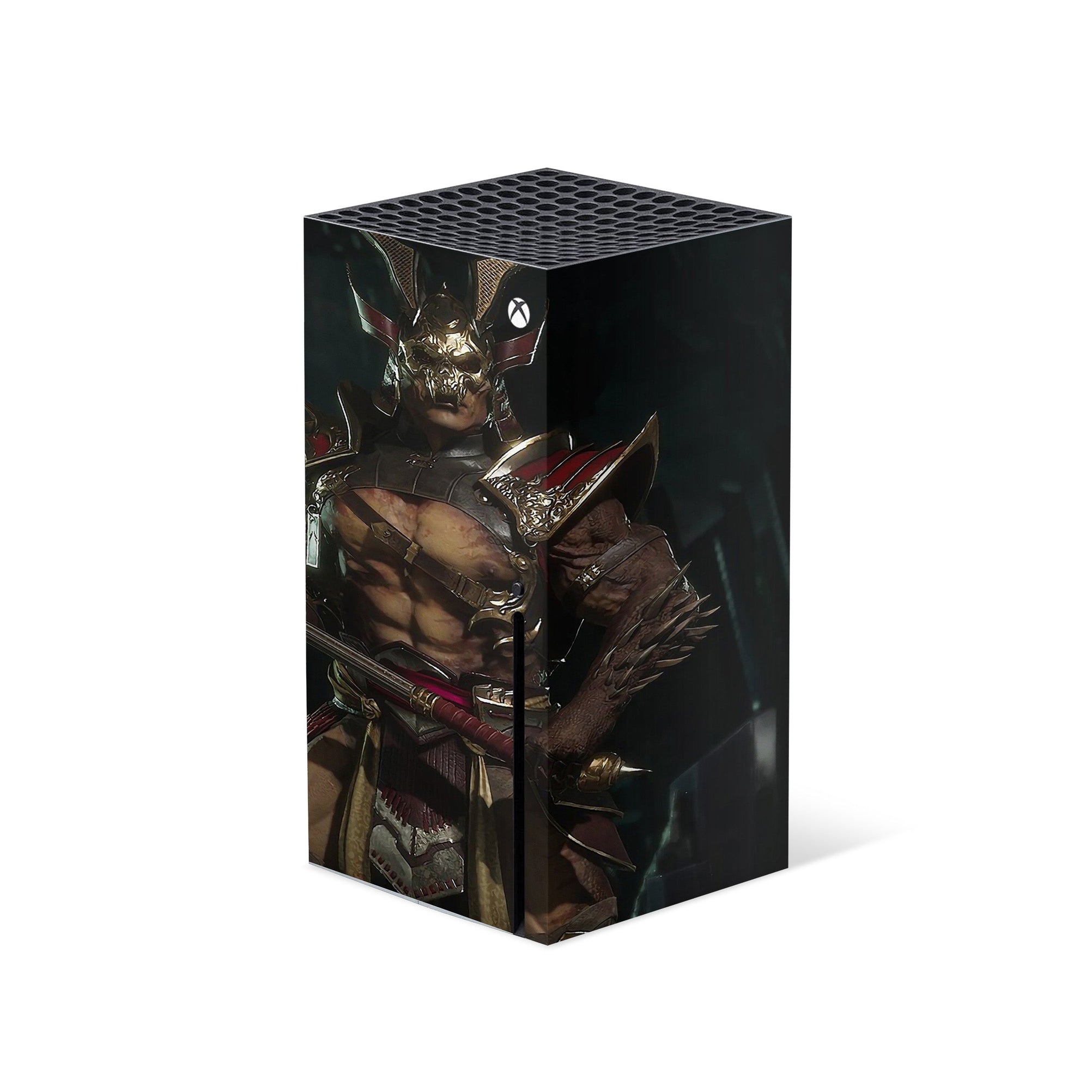 A video game skin featuring a Conquering Outworld Warlord 2 design for the Xbox Series X.