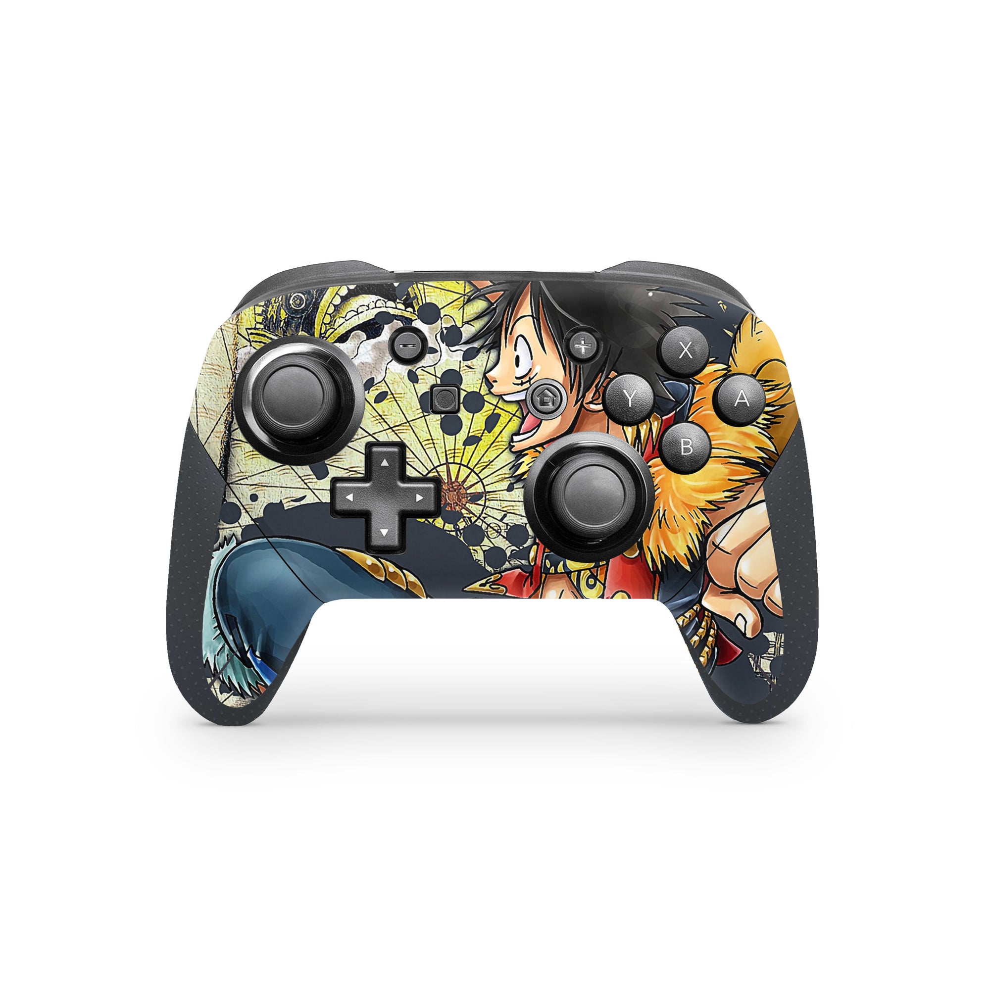 A video game skin featuring a Straw Hat Captain 1 design for the Nintendo Switch Pro Controller.