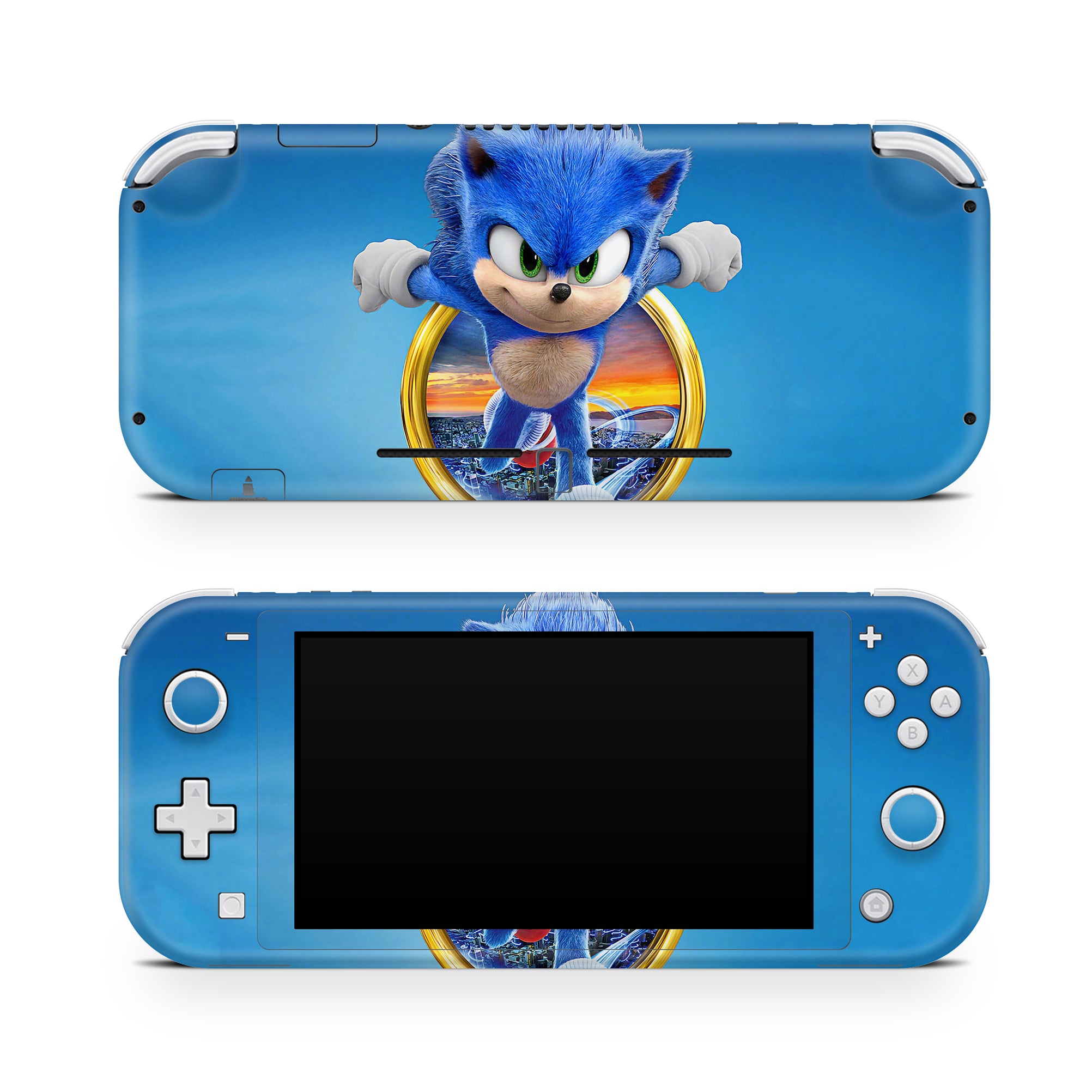 A video game skin featuring a Blue Blur Speedster 1 design for the Nintendo Switch Lite.