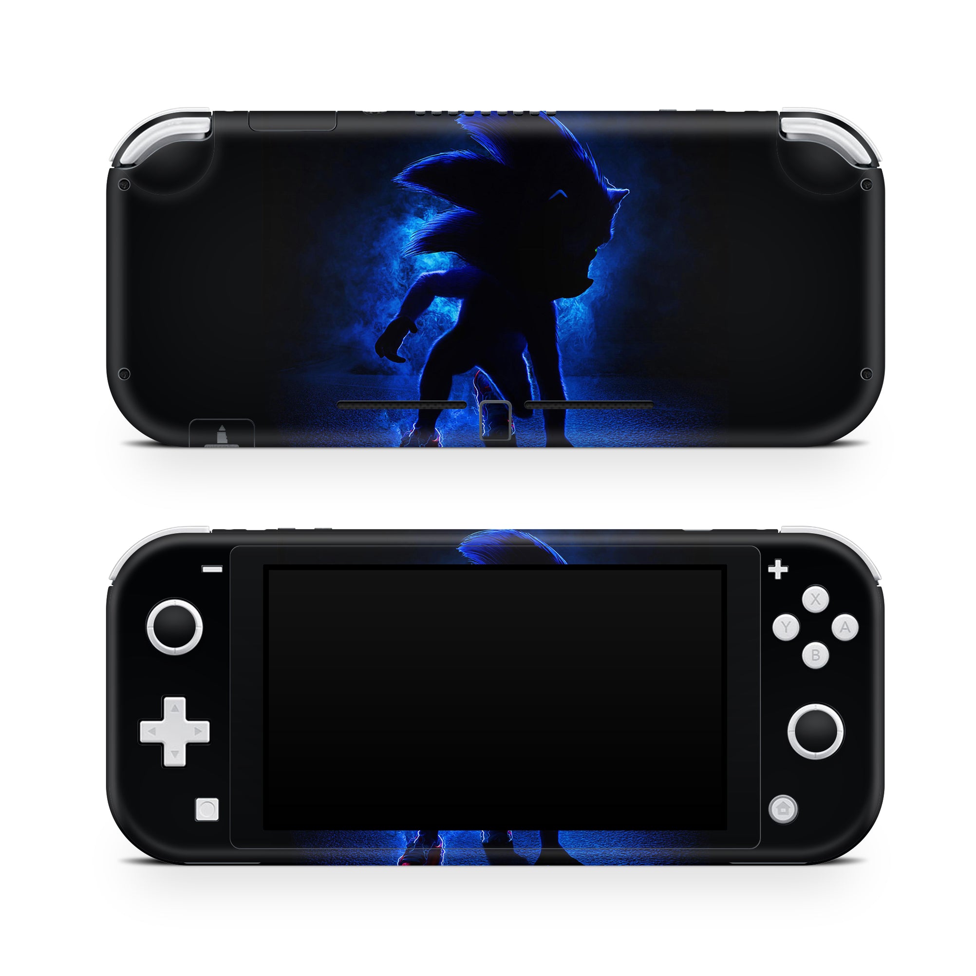 A video game skin featuring a Blue Blur Speedster 2 design for the Nintendo Switch Lite.