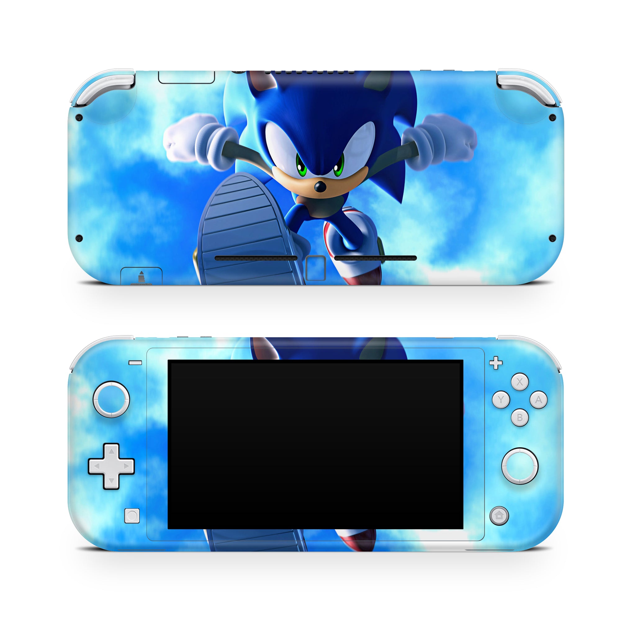 A video game skin featuring a Blue Blur Speedster 3 design for the Nintendo Switch Lite.