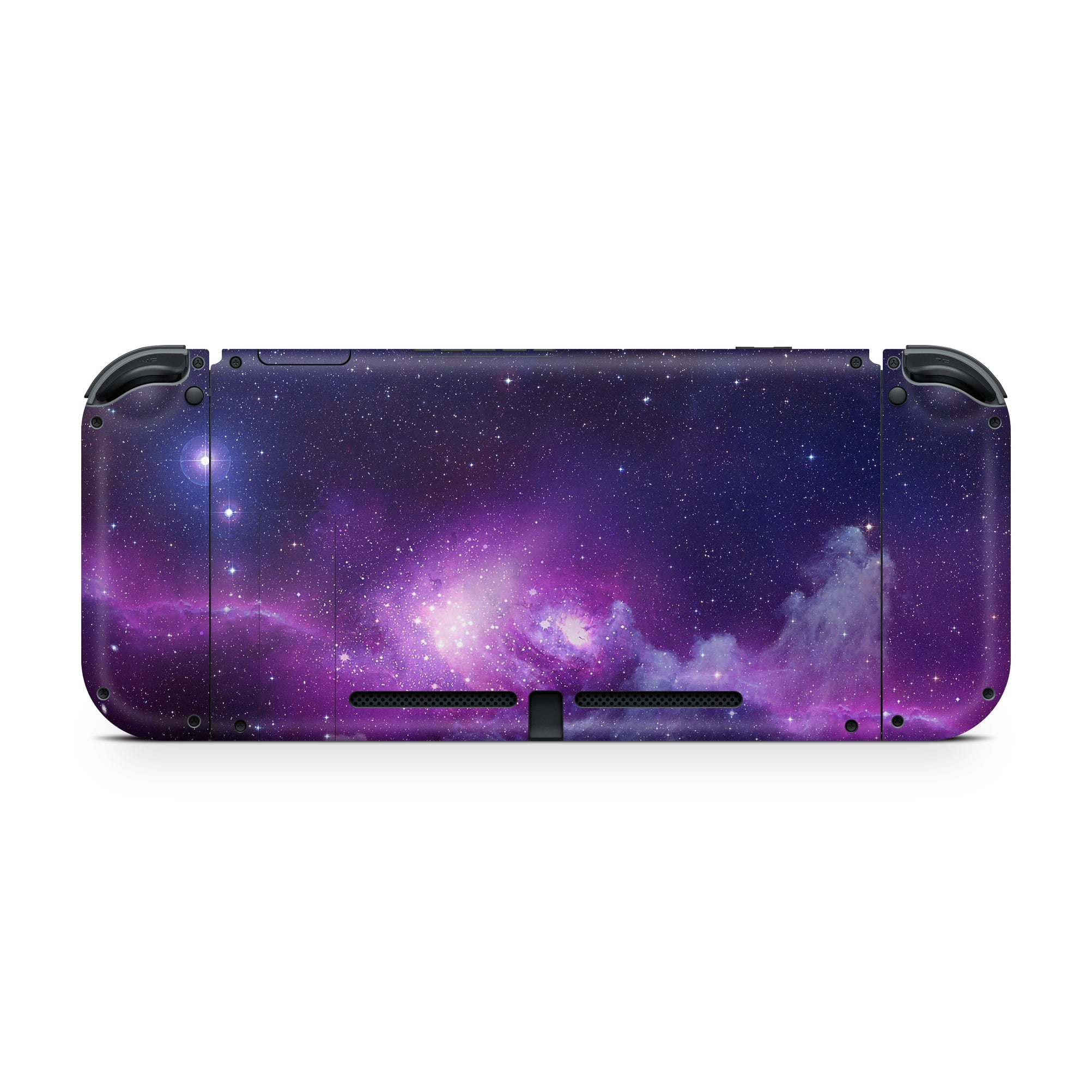 A video game skin featuring a Cosmic Wonders 18 design for the Nintendo Switch OLED.