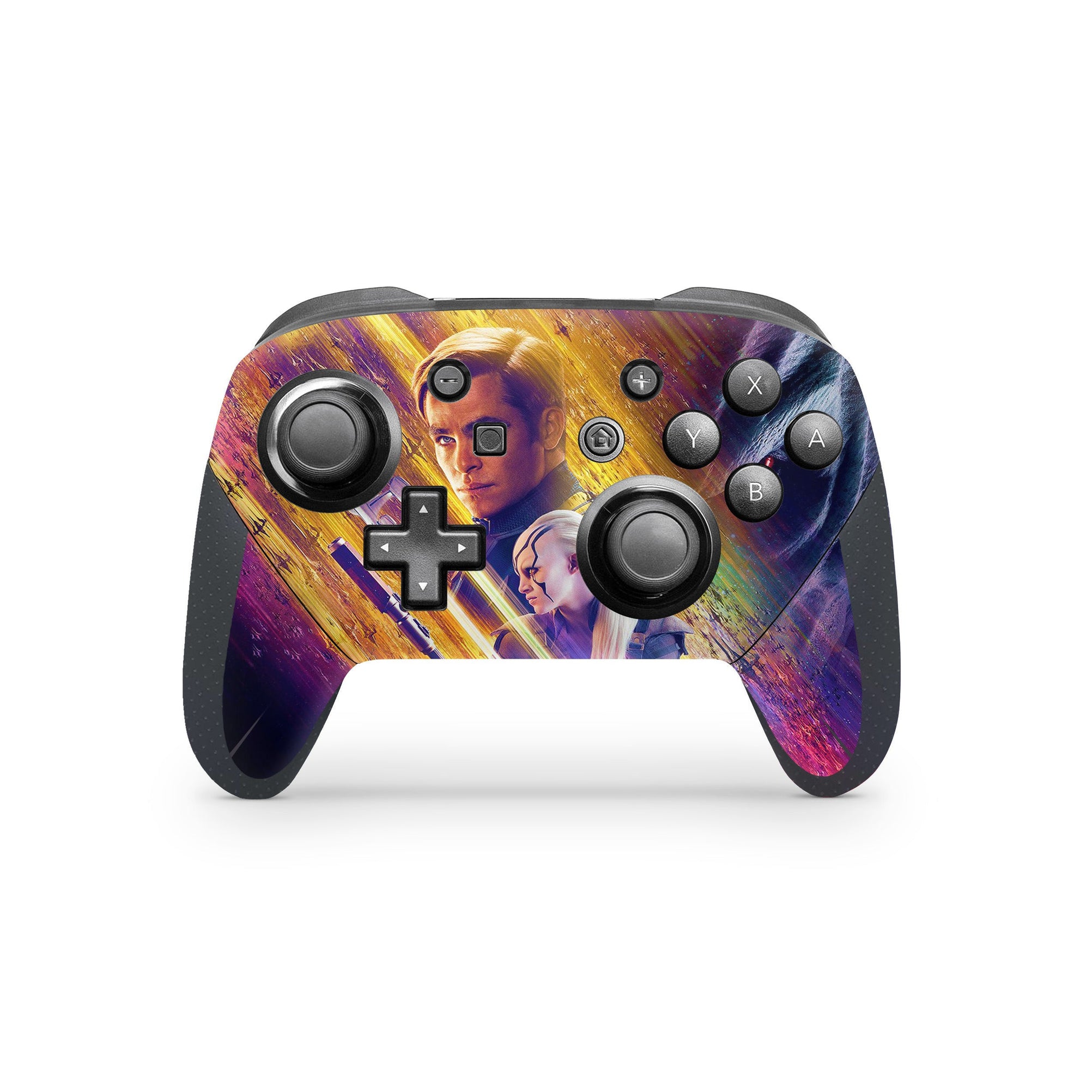 A video game skin featuring a Exploration Beyond 1 design for the Nintendo Switch Pro Controller.