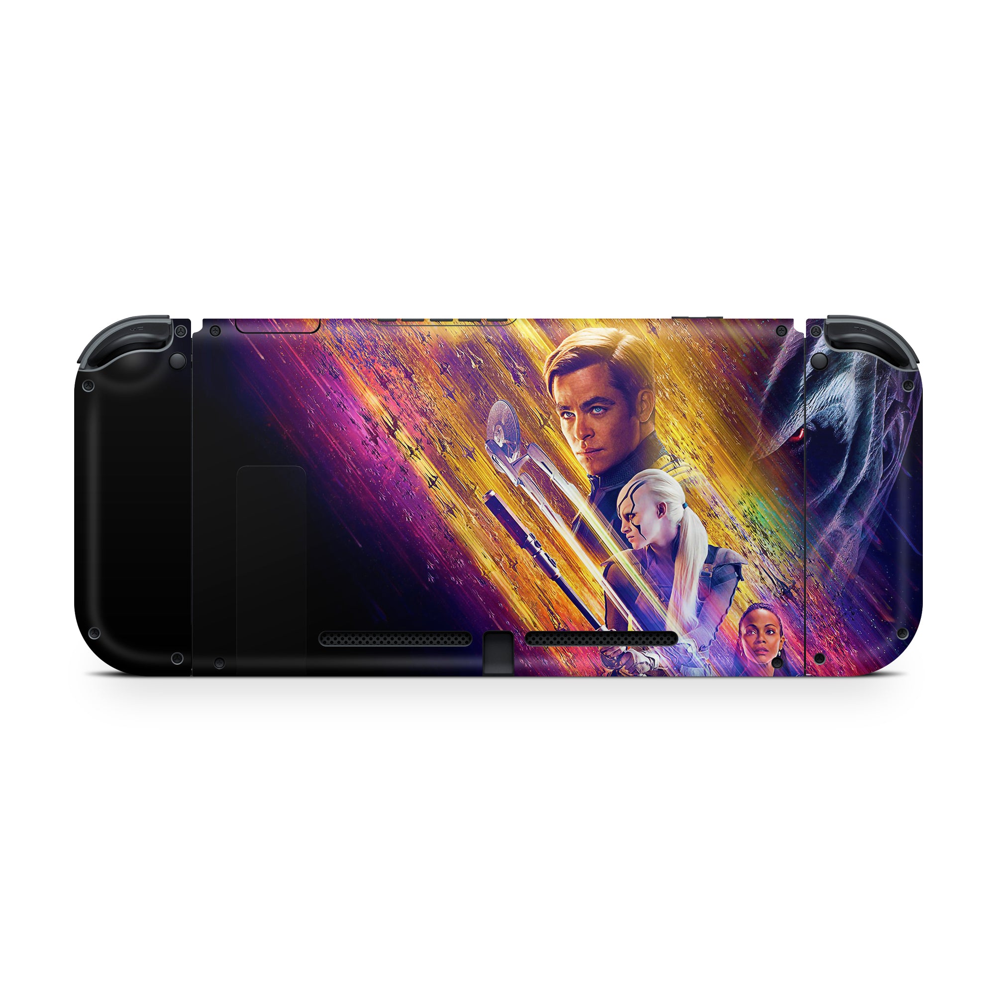 A video game skin featuring a Exploration Beyond 1 design for the Nintendo Switch.