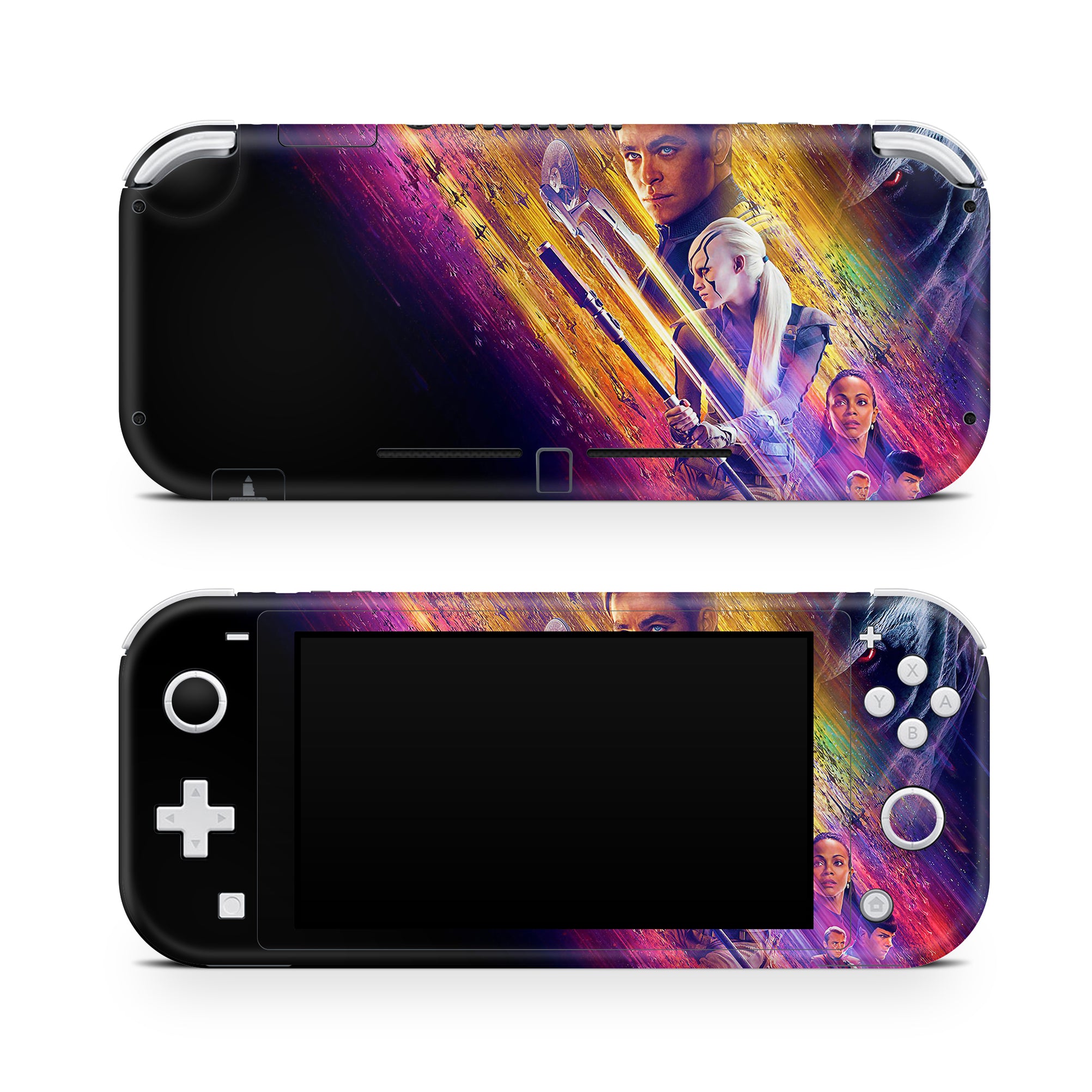 A video game skin featuring a Exploration Beyond 1 design for the Nintendo Switch Lite.