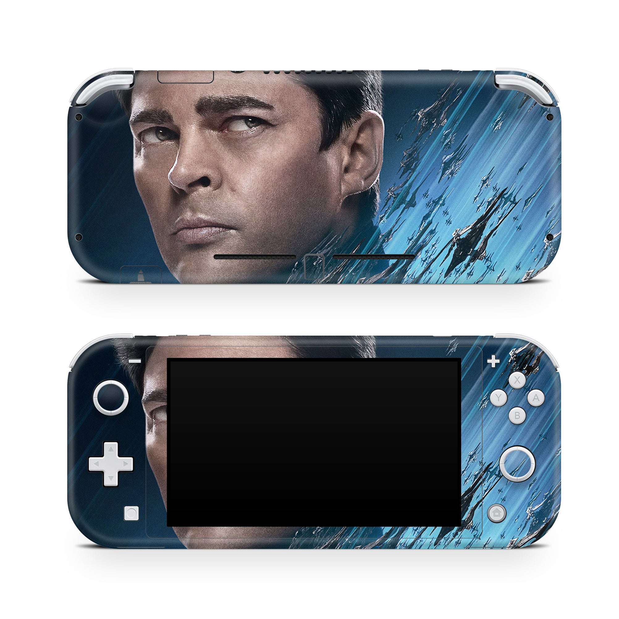 A video game skin featuring a Exploration Beyond 4 design for the Nintendo Switch Lite.