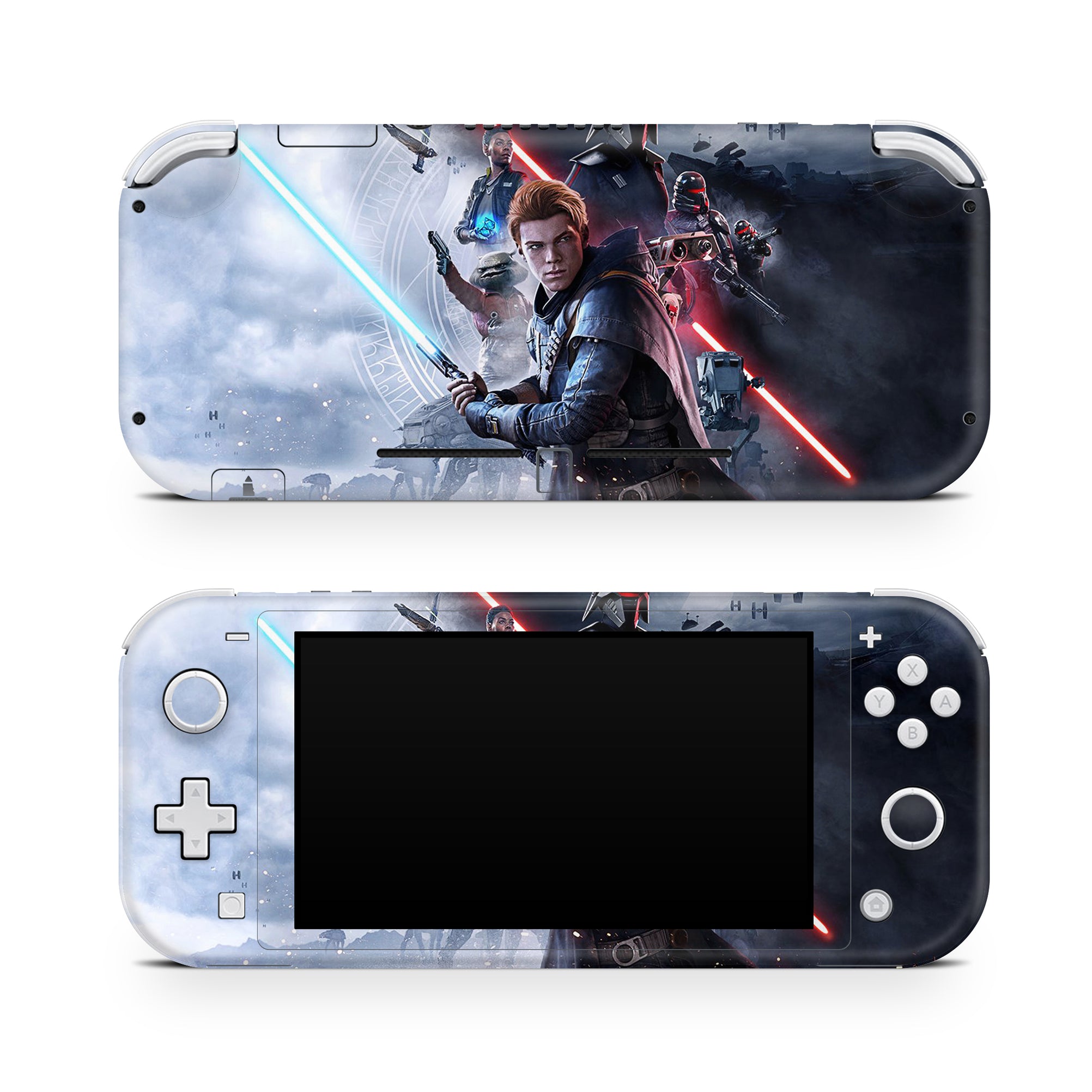 A video game skin featuring a Galactic Knight Quest 1 design for the Nintendo Switch Lite.