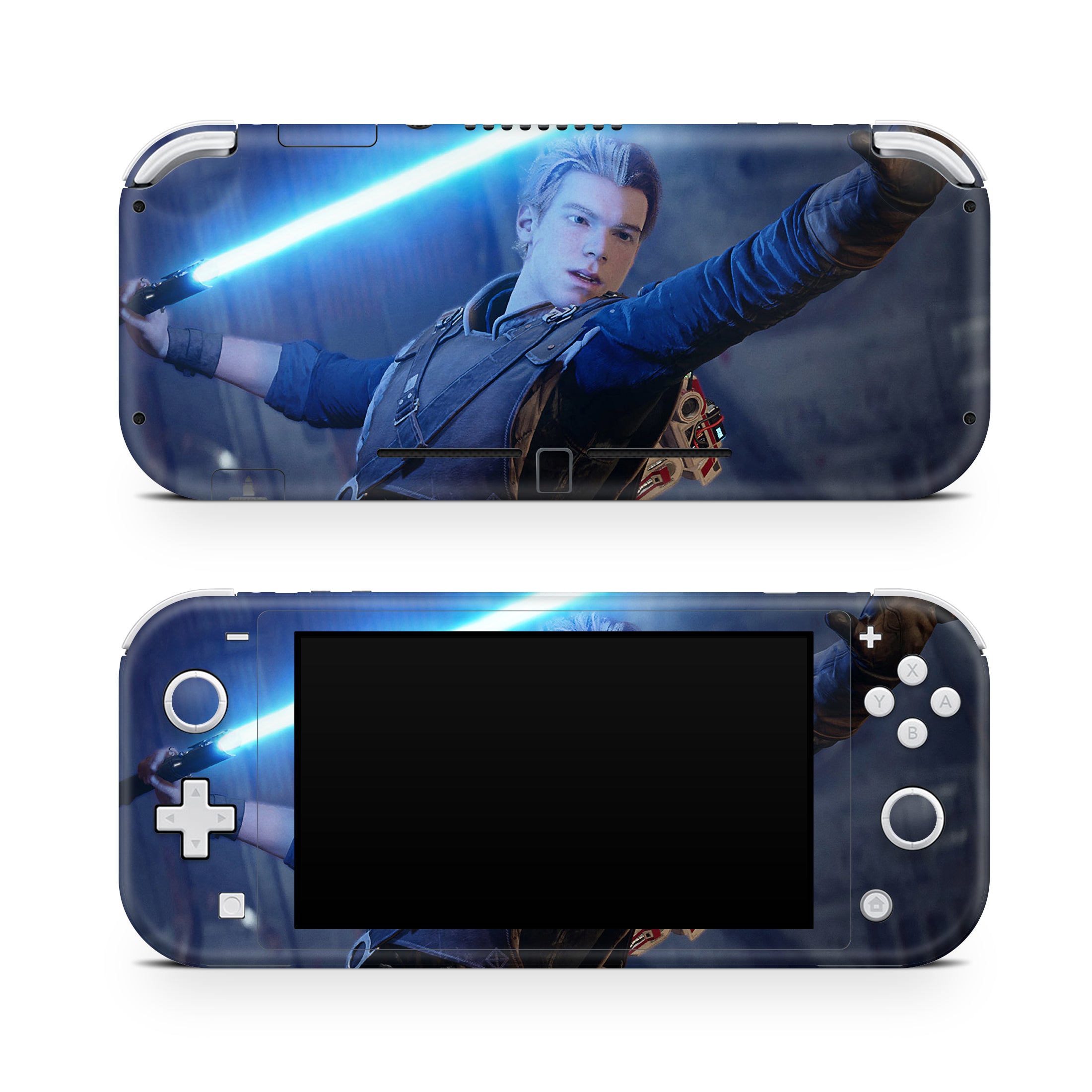 A video game skin featuring a Galactic Knight Quest 2 design for the Nintendo Switch Lite.