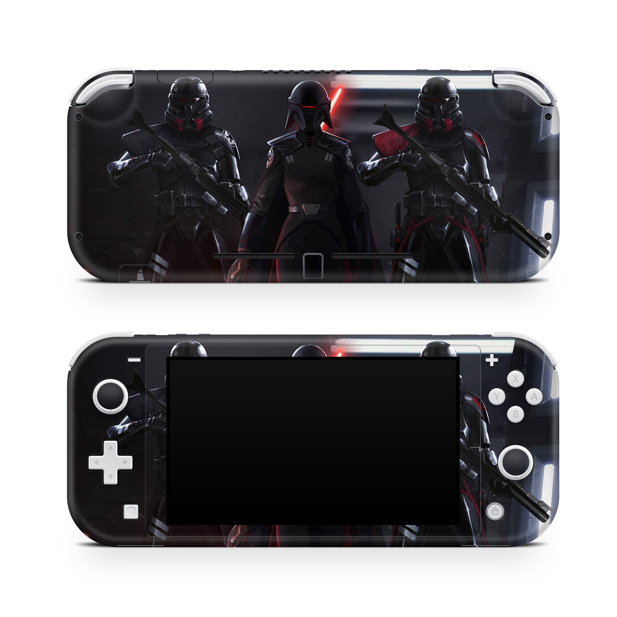 A video game skin featuring a Galactic Knight Quest 3 design for the Nintendo Switch Lite.