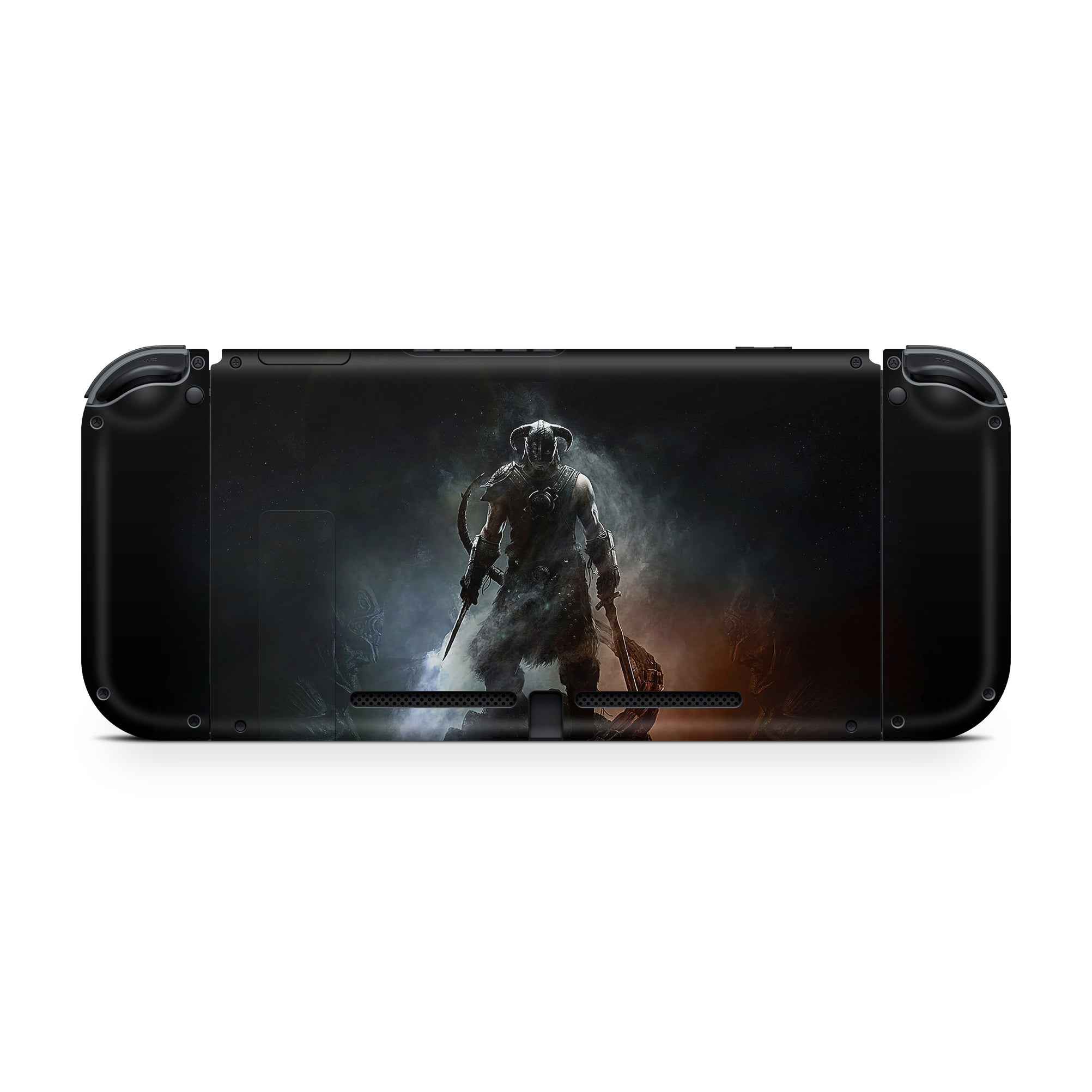 A video game skin featuring a Dragonborn Saga design for the Nintendo Switch.