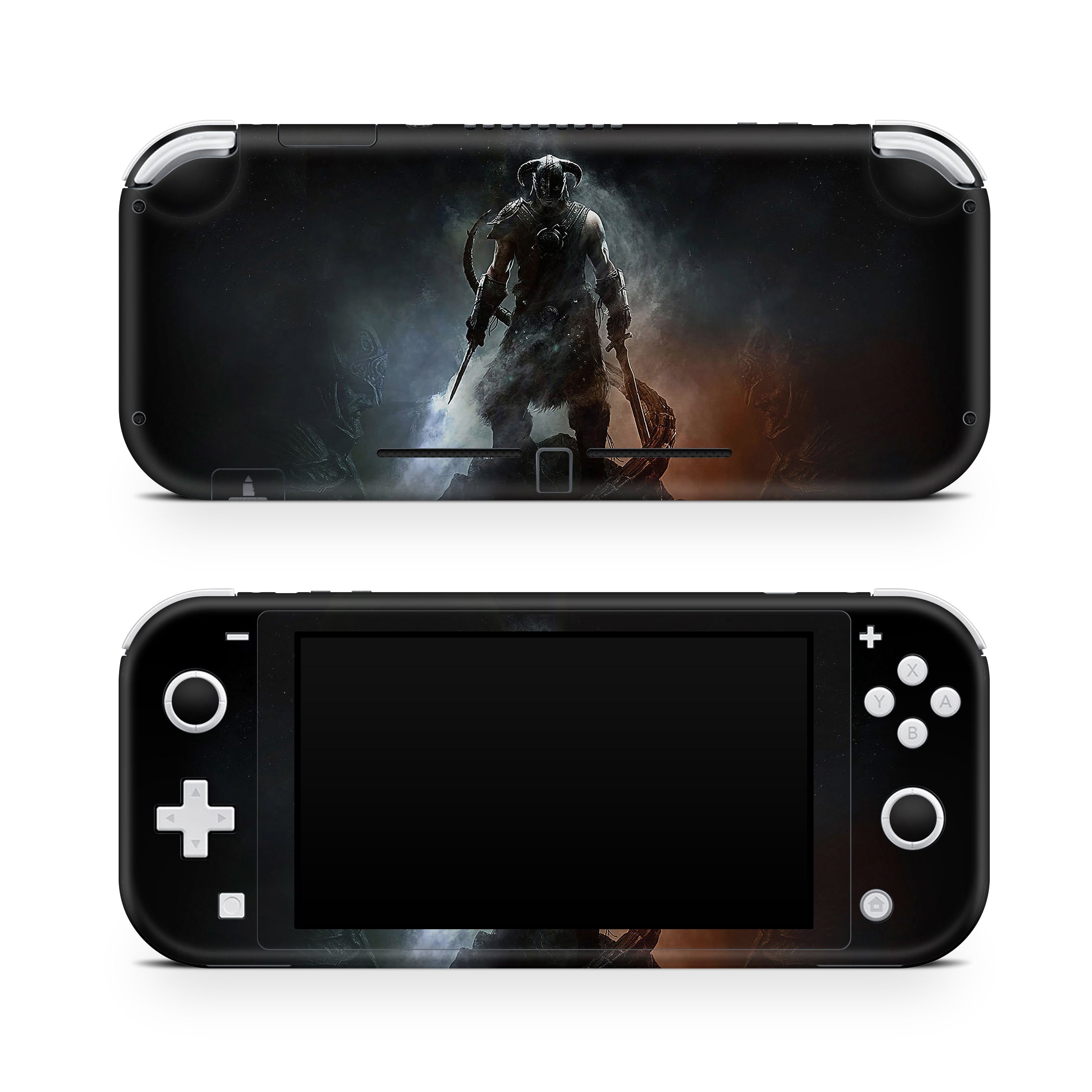 A video game skin featuring a Dragonborn Saga design for the Nintendo Switch Lite.