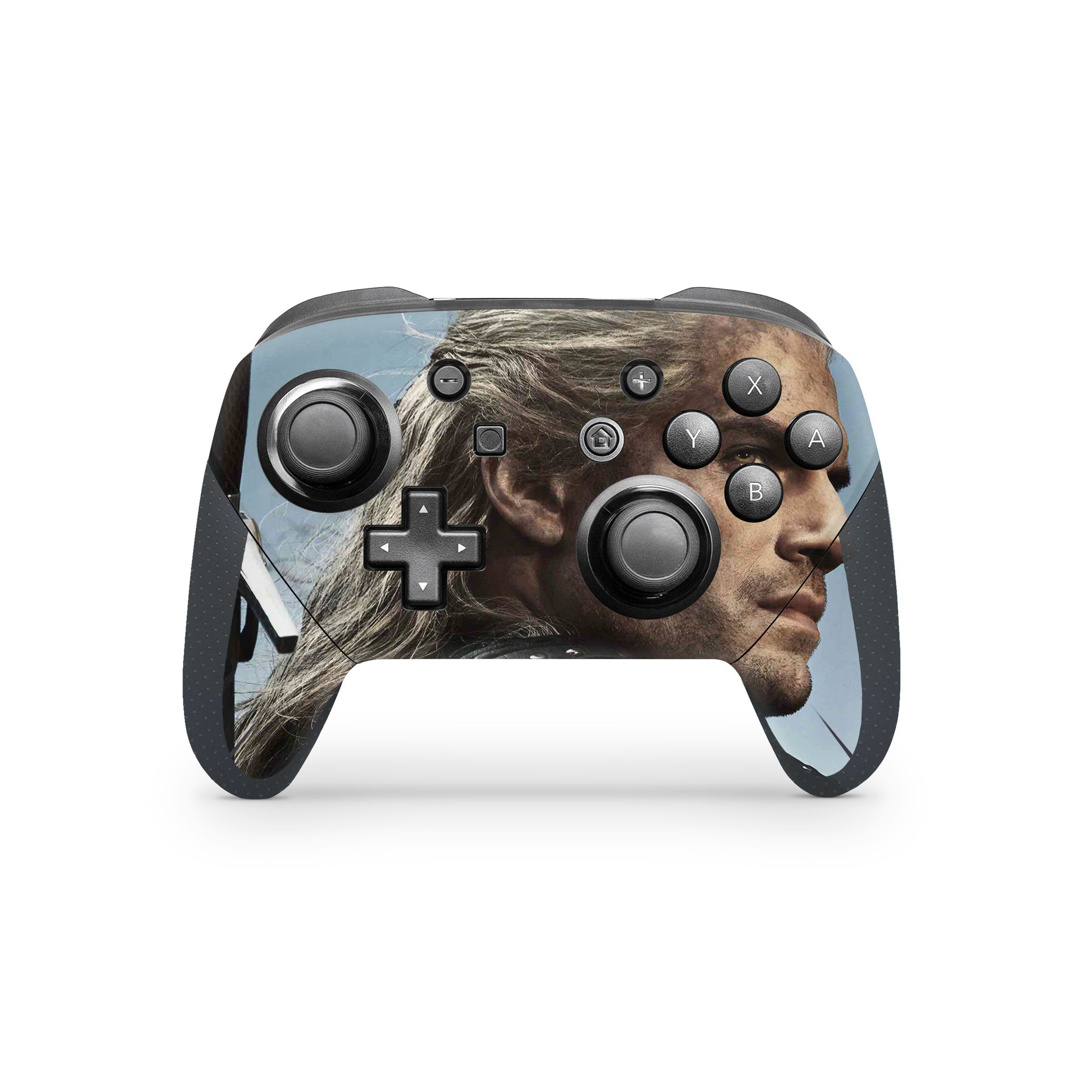 A video game skin featuring a Monster Slayer 1 design for the Nintendo Switch Pro Controller.