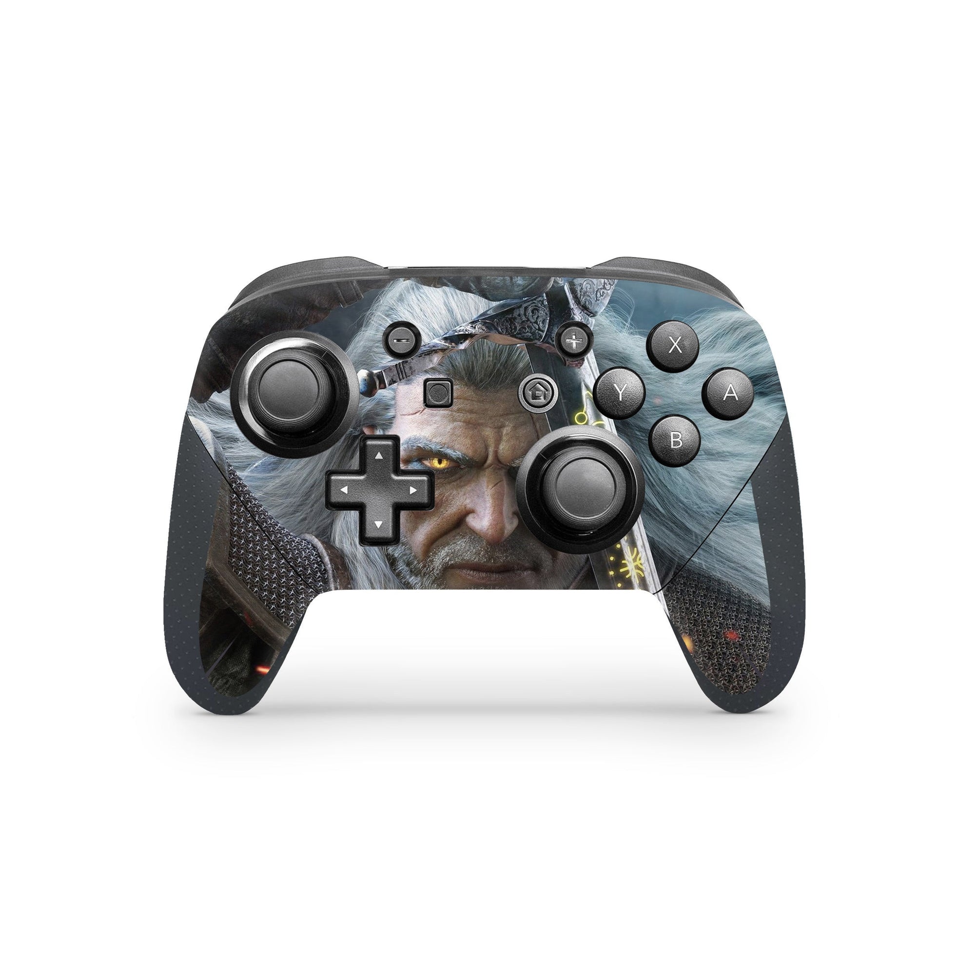 A video game skin featuring a Monster Slayer 3 design for the Nintendo Switch Pro Controller.