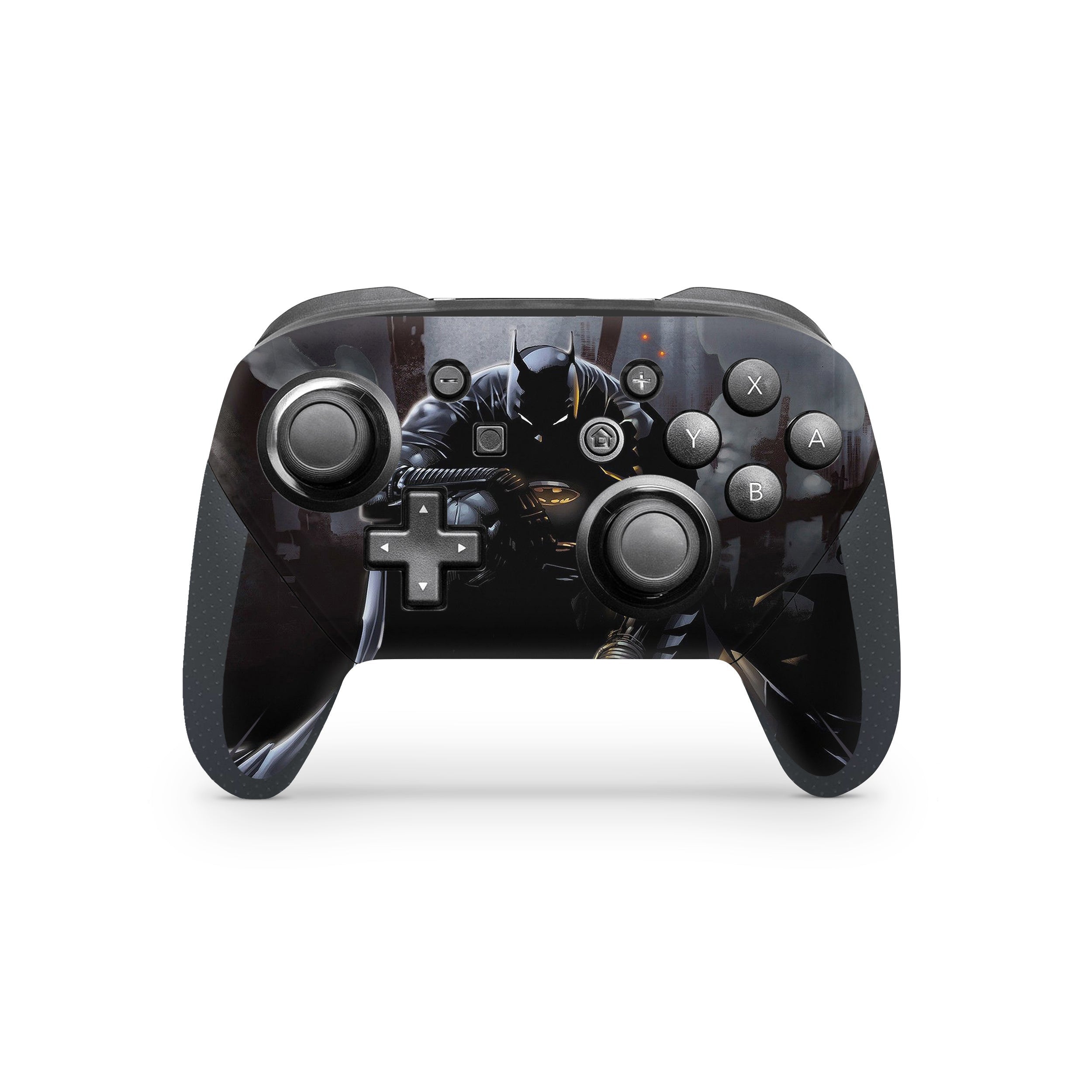 A video game skin featuring a DC Comics Batman design for the Switch Pro Controller.