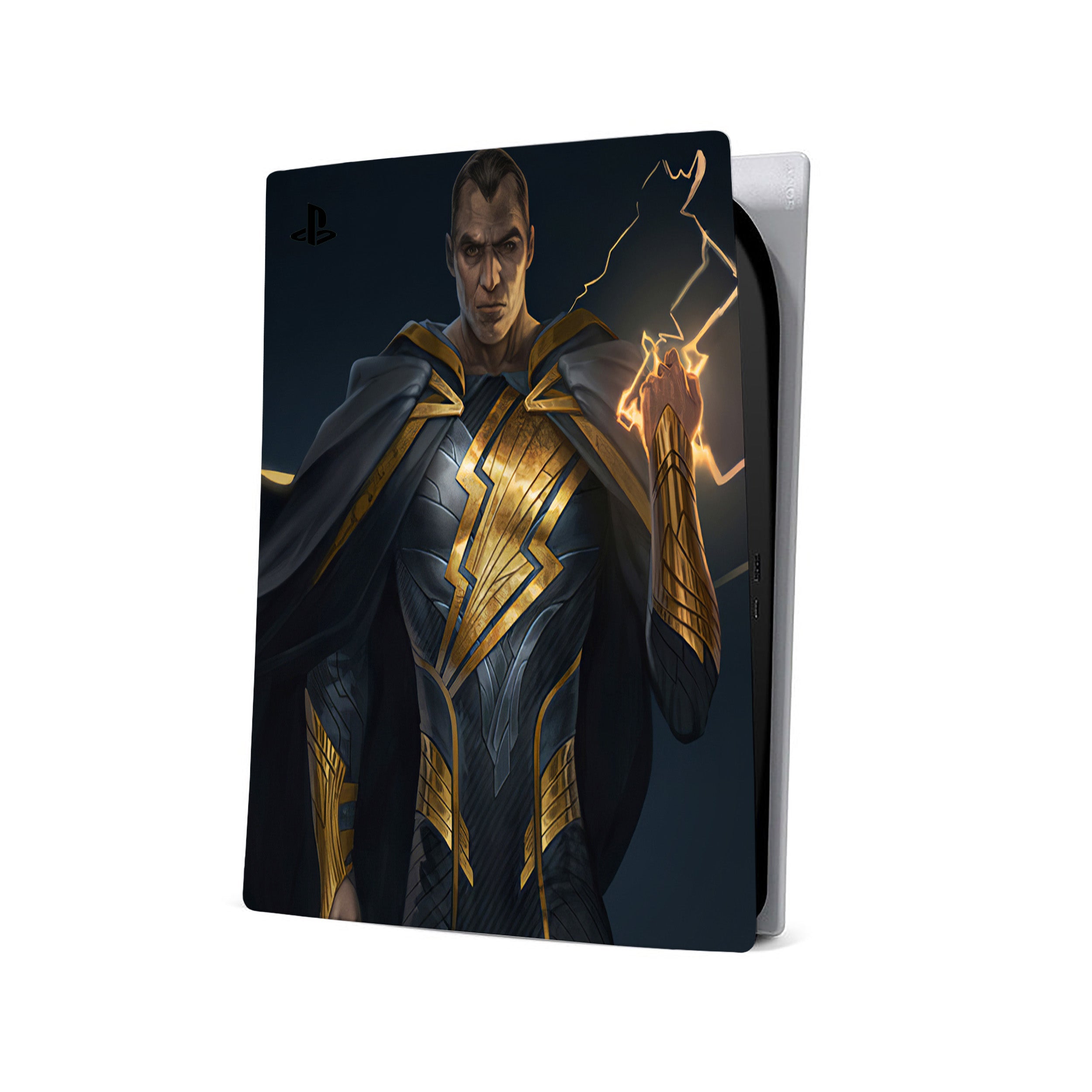 A video game skin featuring a DC Comics Black Adam design for the PS5.