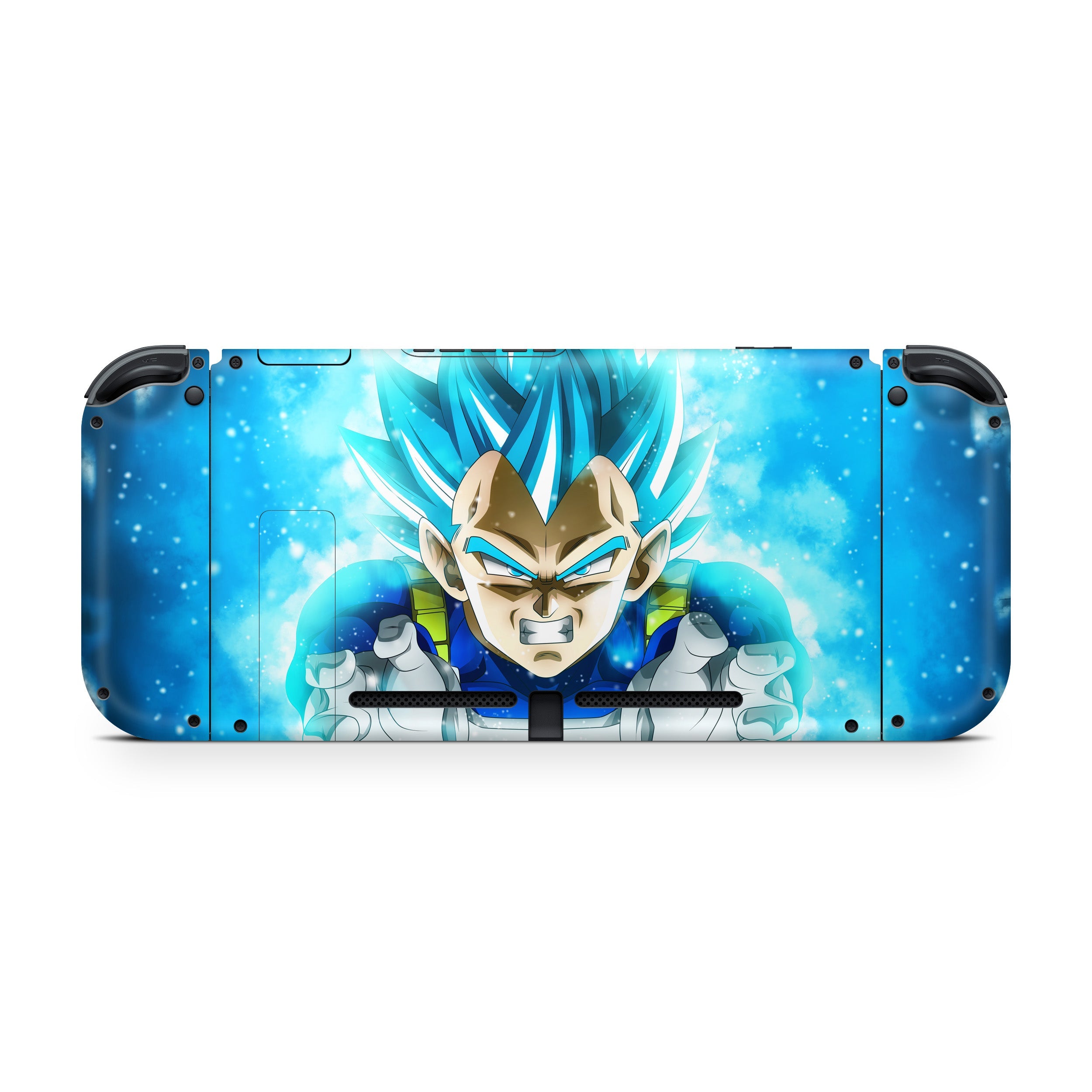 A video game skin featuring a Dragon Ball Super Vegeta design for the Nintendo Switch.