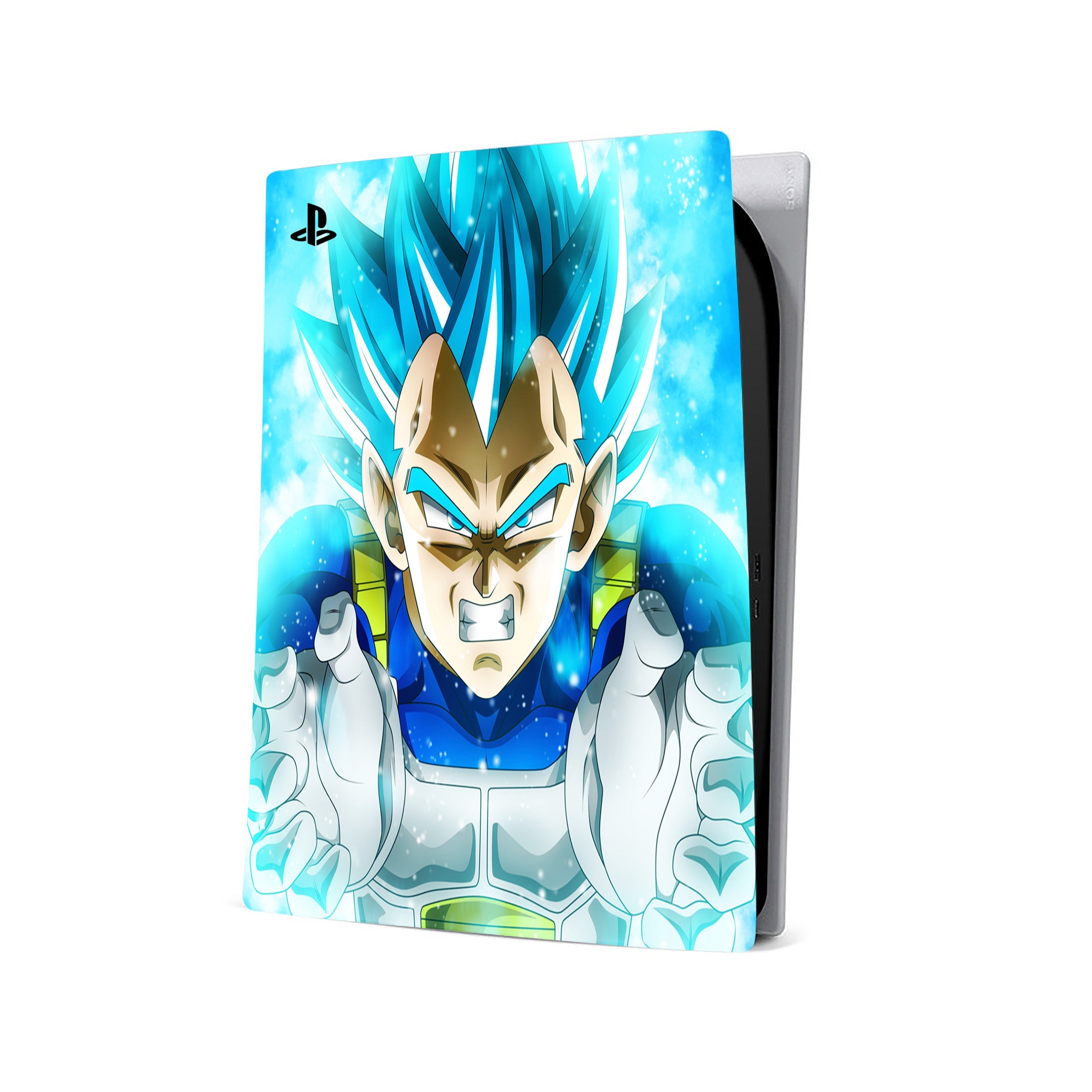 A video game skin featuring a Dragon Ball Super Vegeta design for the PS5.