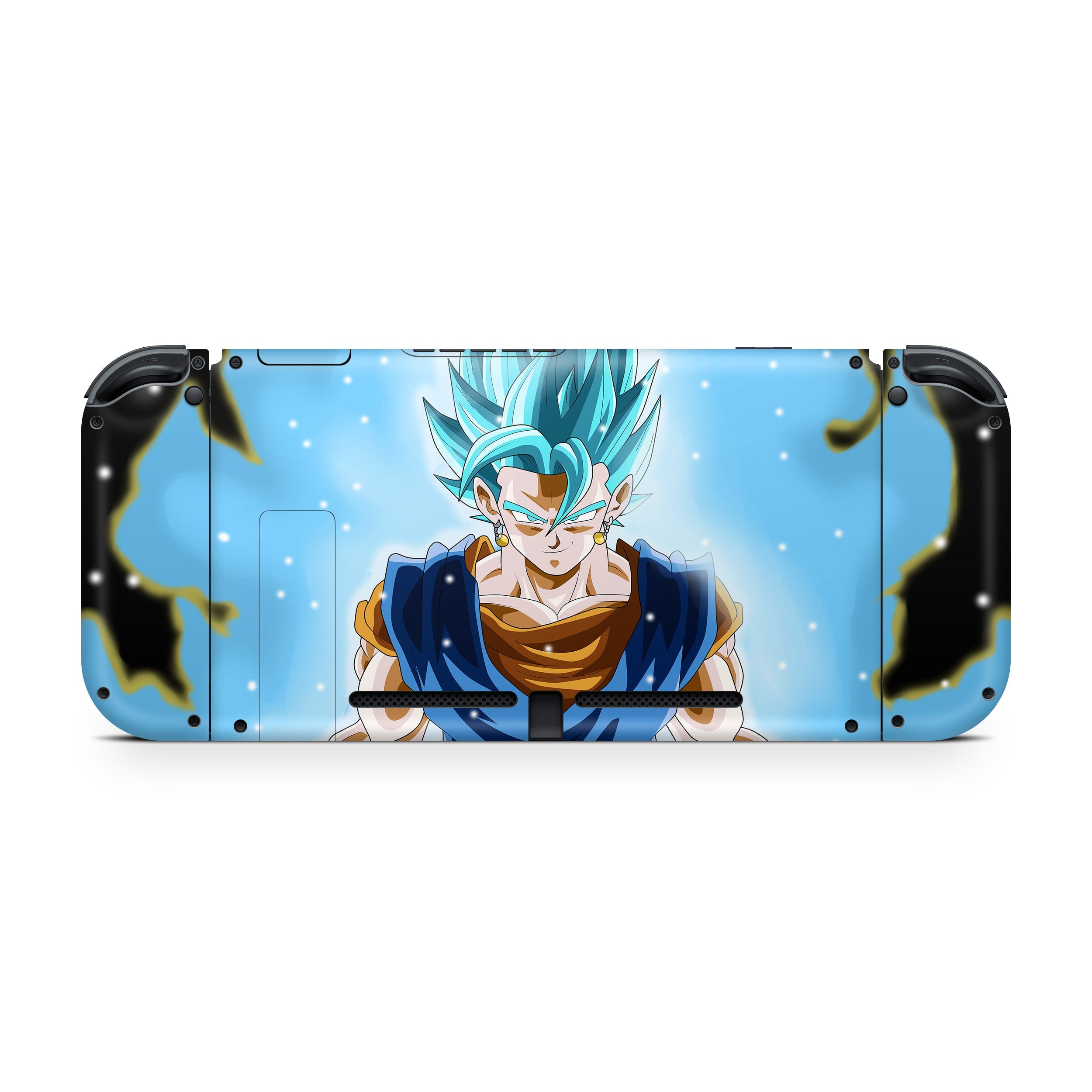 A video game skin featuring a Dragon Ball Super Vegito design for the Nintendo Switch.