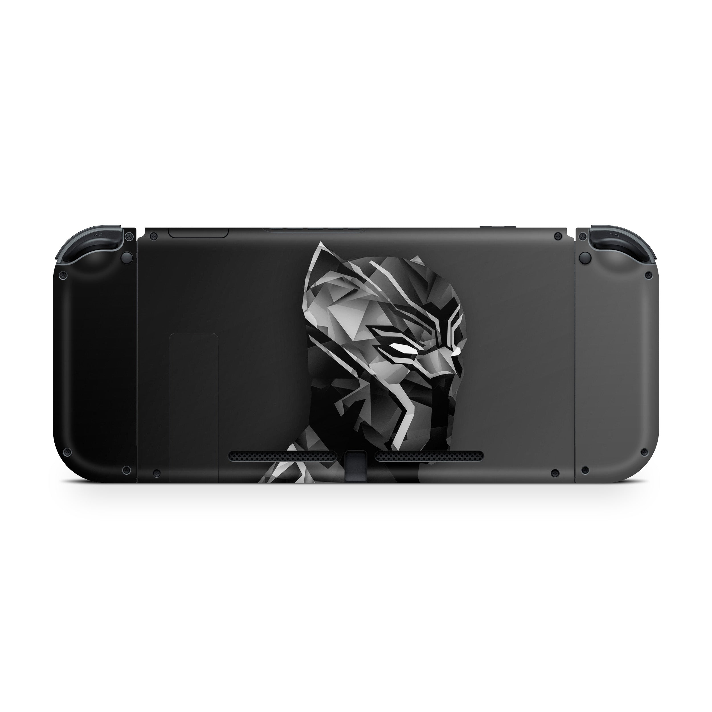 A video game skin featuring a Marvel Comics Black Panther design for the Nintendo Switch.