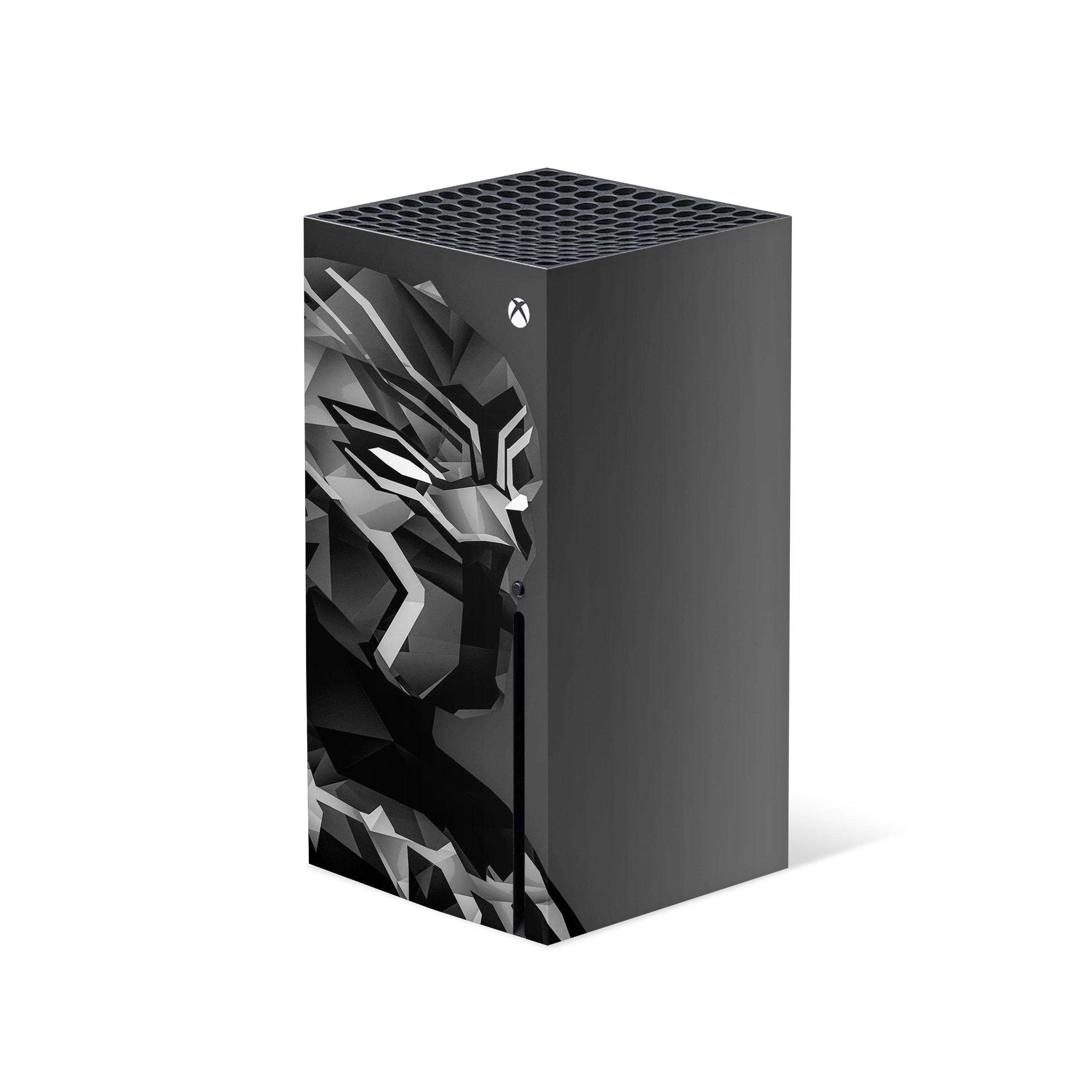 A video game skin featuring a Marvel Comics Black Panther design for the Xbox Series X.