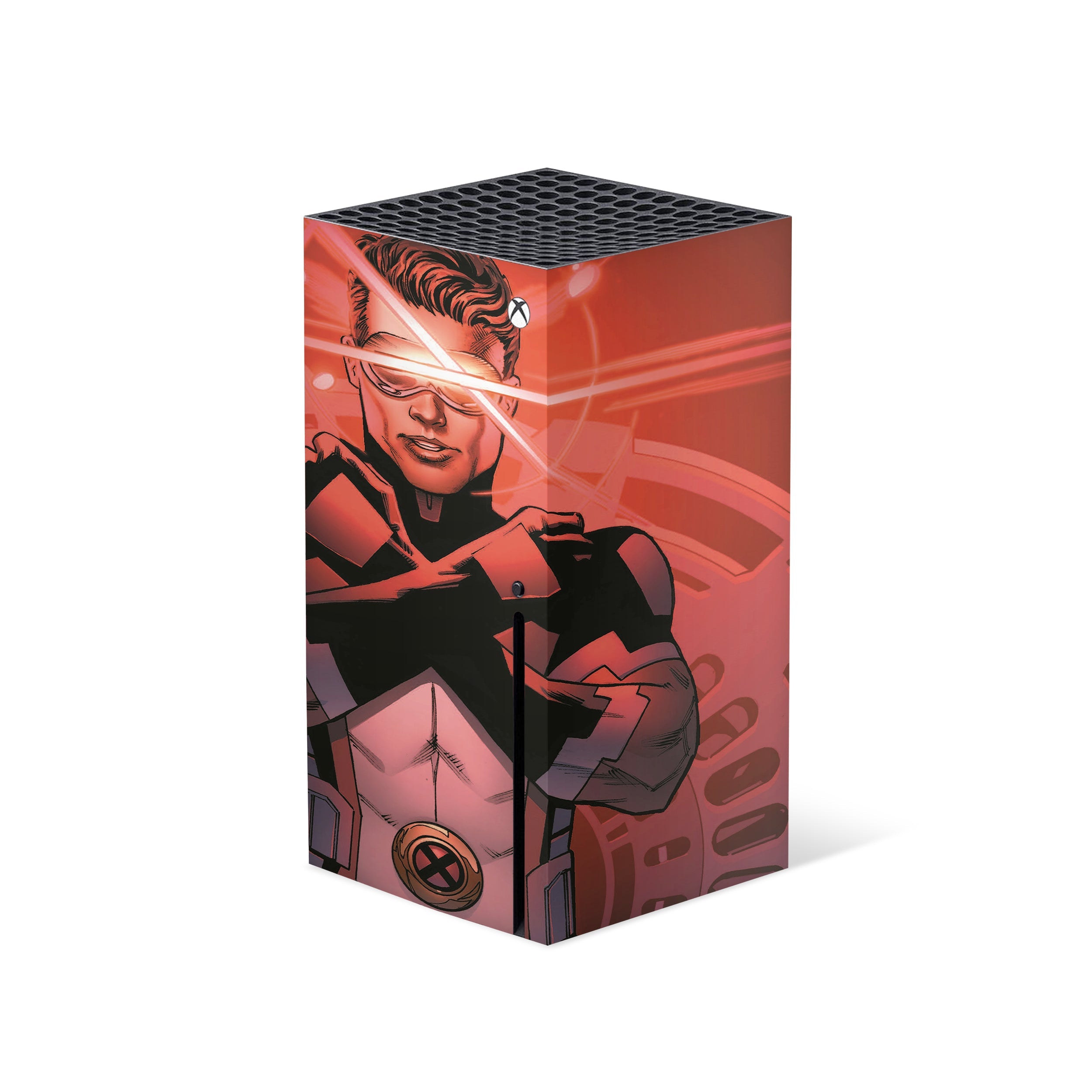 A video game skin featuring a Marvel Comics X Men Cyclops design for the Xbox Series X.