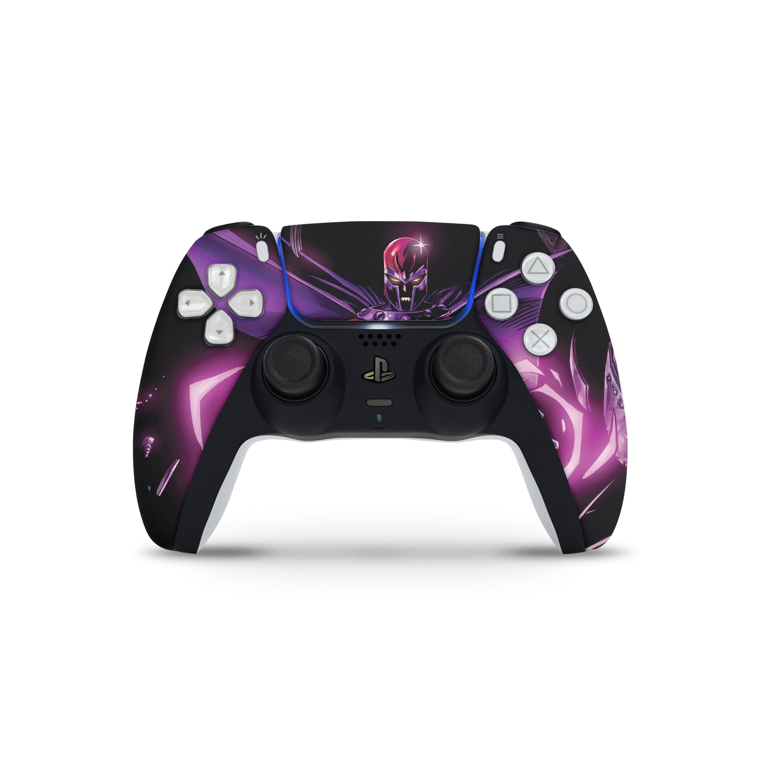 A video game skin featuring a Marvel Comics X Men Magneto design for the PS5 DualSense Controller.