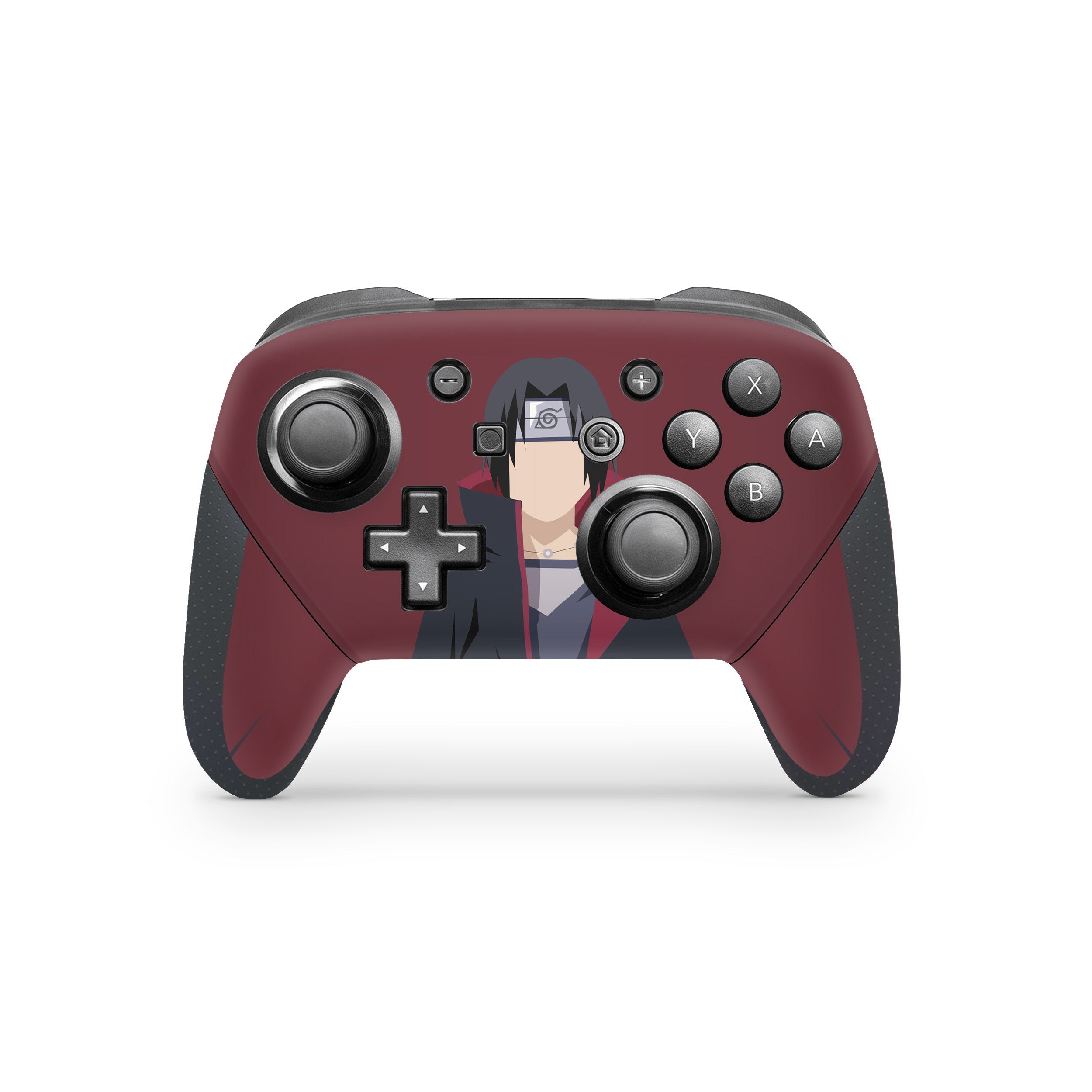 A video game skin featuring a Naruto Itachi design for the Switch Pro Controller.