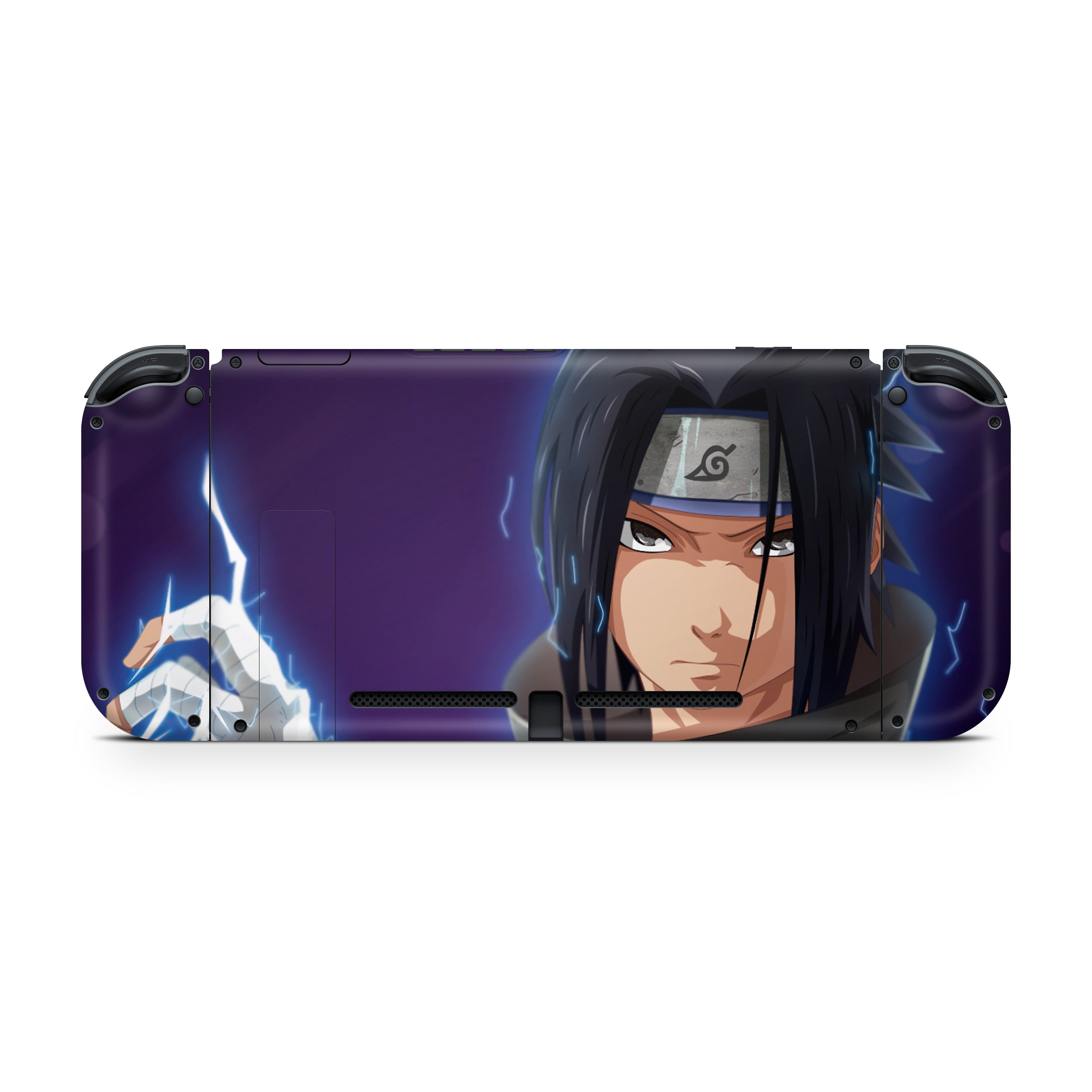 A video game skin featuring a Naruto Sasuke design for the Nintendo Switch.