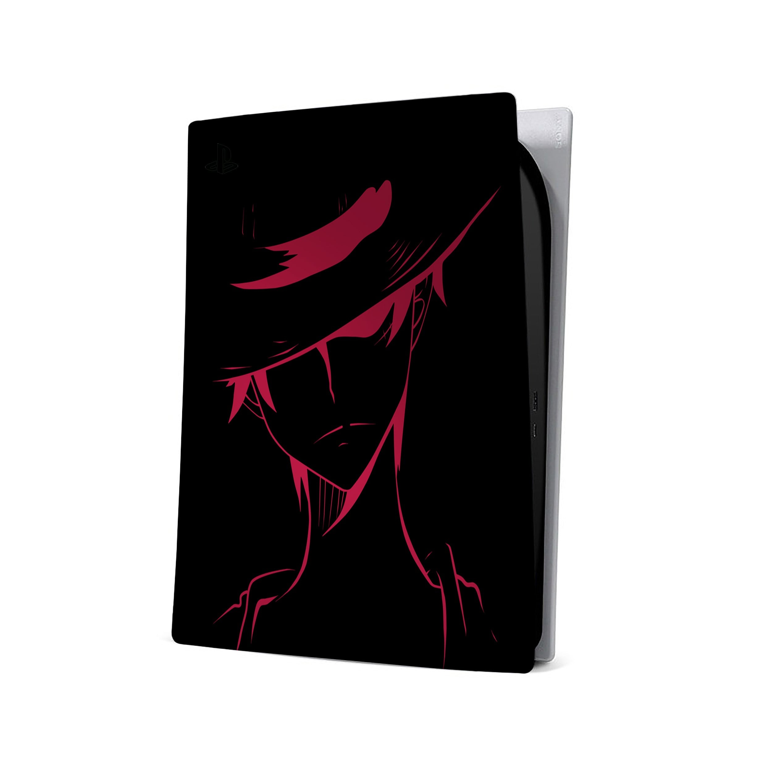 A video game skin featuring a One Piece Monkey D Luffy design for the PS5.