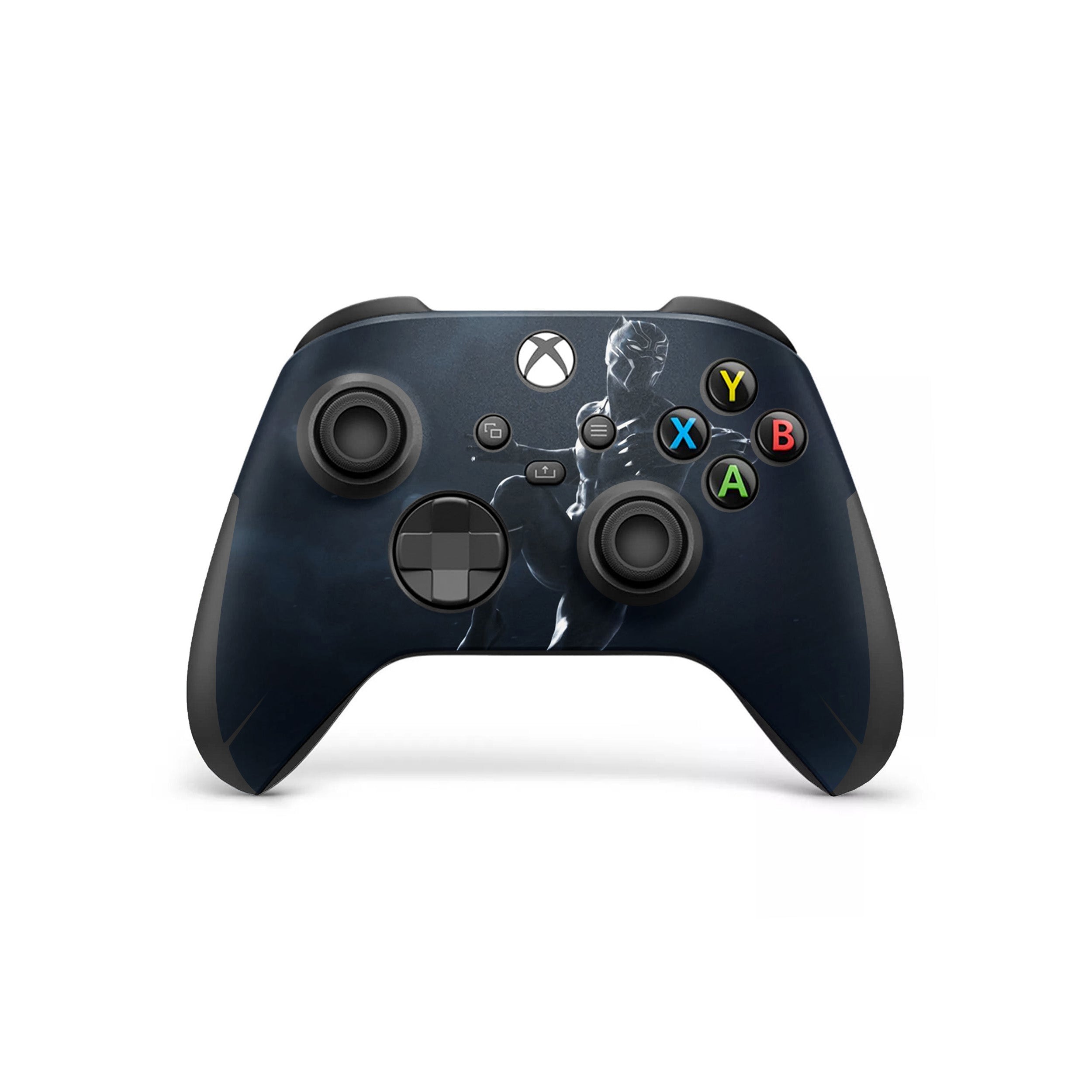 A video game skin featuring a Marvel Black Panther design for the Xbox Wireless Controller.